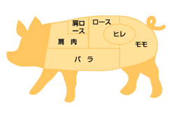豚肉・鶏肉の部位のイラスト｜イラスト素材の素材ダス